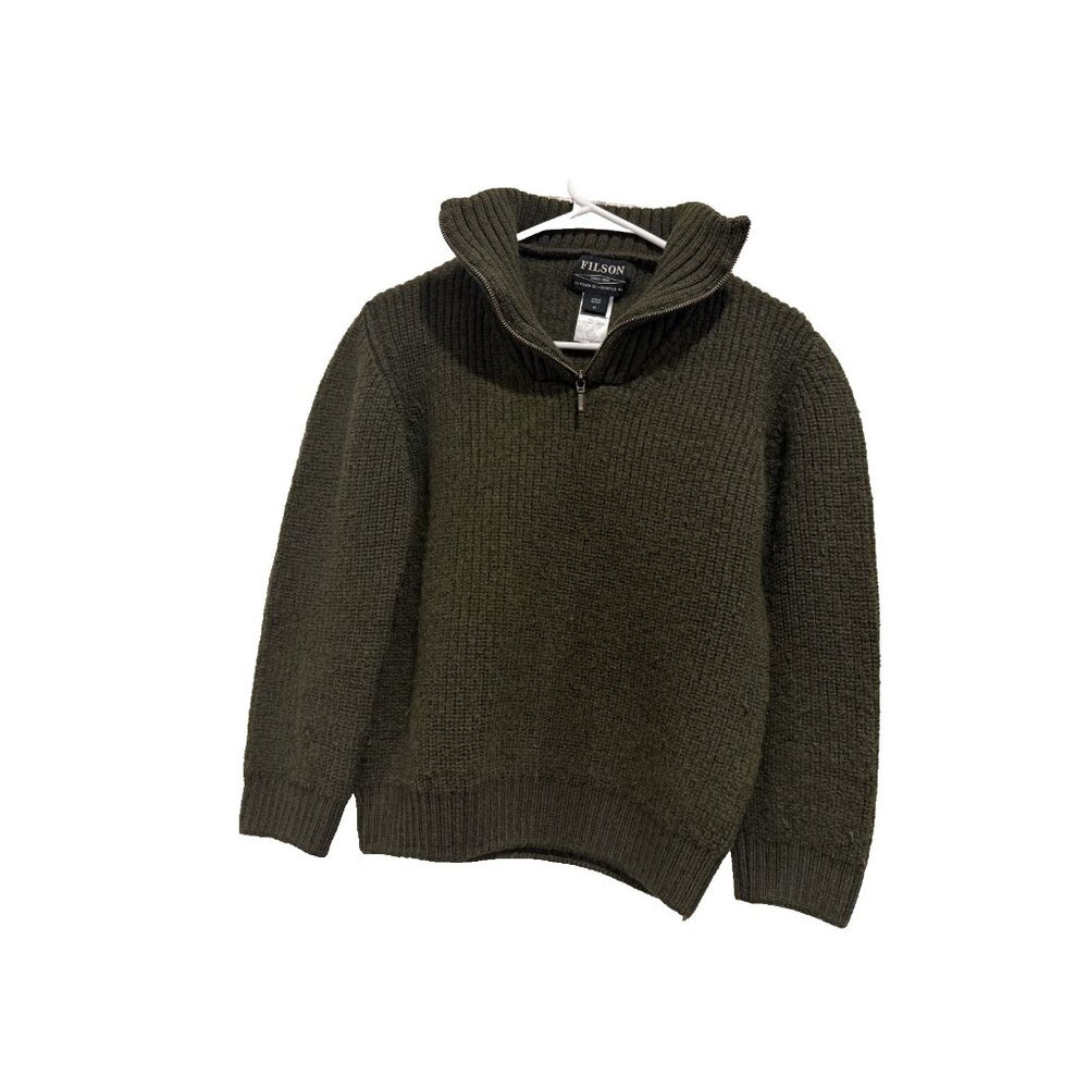 Filson Olive Green Half-Zip Wool Sweater